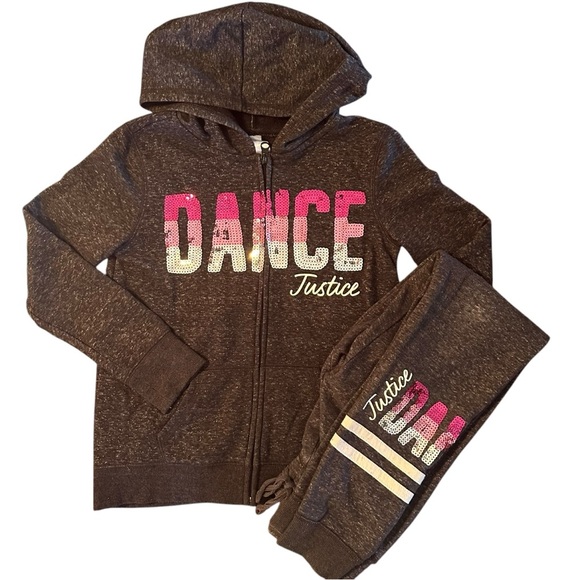Justice Girls Zip-Up Hoodie and Pants Set - Picture 1 of 15